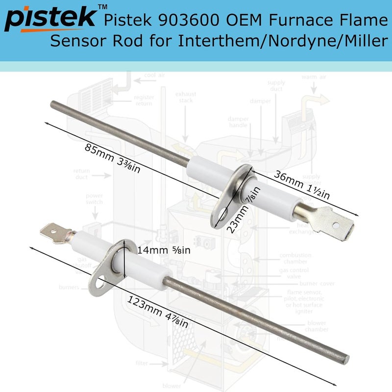 Psitek 903600 OEM Furnace Flame Sensor Rod for Intertherm Nordyne Miller, 3⅜ inch Long - Image 1